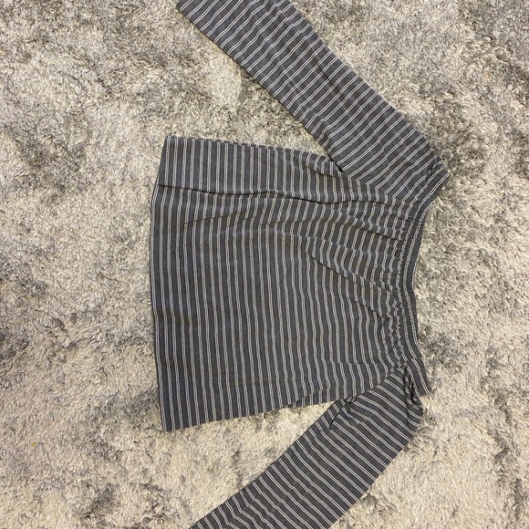 Striped grey long sleeve off the shoulder blouse